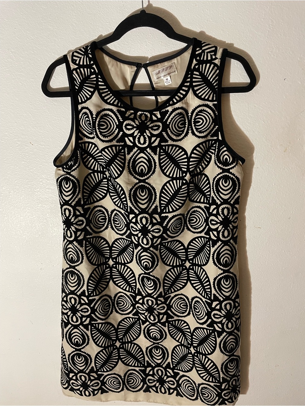 Sleeveless Black Cutwork Floral Midi Dress in Cream by Eliza J